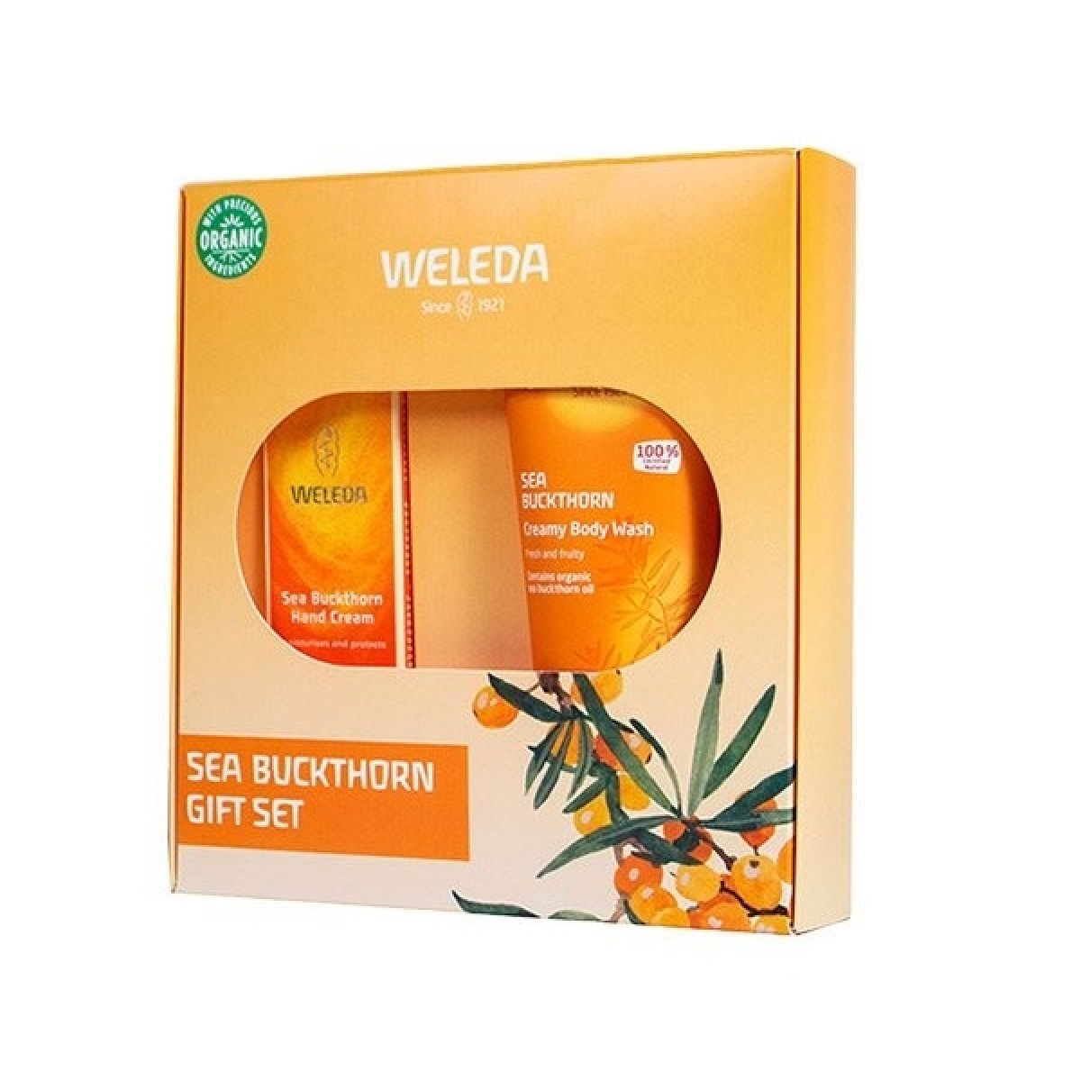 Weleda Sea Buckthorn Gaveæske Creamy Body Wash 200 ml + Handcream 50 ml